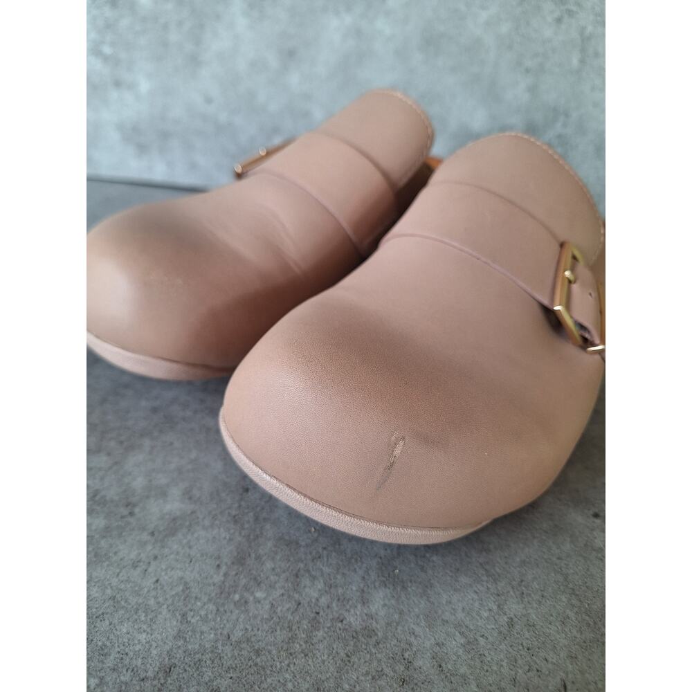 FitFlop Shuv buckled leather clogs sand beige tone womens comfort shoes walking - Picture 2 of 6